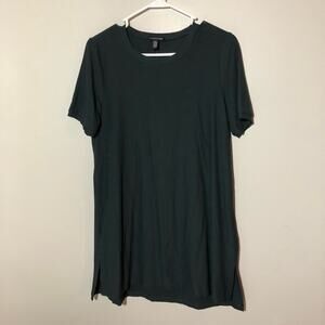 Eileen Fisher womens S dark forest green short sleeve viscose jersey short dress
